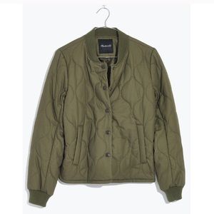 Madewell green quilted bomber